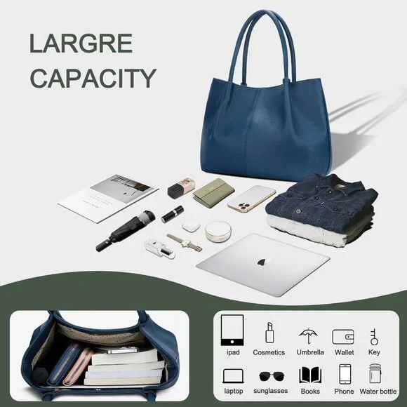 Tote Bag for Women Vegan Leather Shoulder Purse Large Capacity Travel Bag